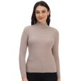 thumbnail image 1 of Cavardi Casual Women's High Neck Ribbed Top – Beige | Free Size, 1 of 2