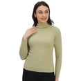 thumbnail image 1 of Cavardi Casual Women's High Neck Ribbed Top – Green | Free Size, 1 of 2
