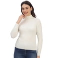 thumbnail image 1 of Cavardi Casual Women's High Neck Ribbed Top – White | Free Size, 1 of 2