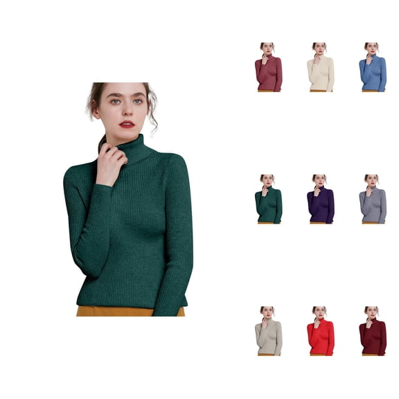 High Neck Soft Blend Pullover Sweater Long Sleeve Knitted Casual Loose Fit Comfortable Warm Winter Fashion