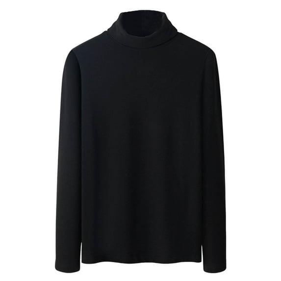 High Neck Sweaters for Men Casual Long Sleeve Soft Knit Base Sweater Pullover Tops Solid Color Winter Clothes (2XL, Black)