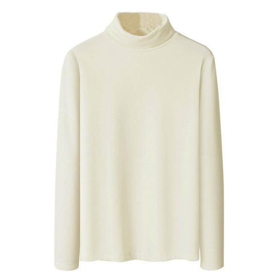 High Neck Sweaters for Men Casual Long Sleeve Soft Knit Base Sweater Pullover Tops Solid Color Winter Clothes (3XL, Beige)