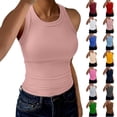 thumbnail image 1 of High Neck Tank Tops Womens Sleeveless Racerback Basic Cotton Ribbed Fitted Athletic Undershirt Pink L, 1 of 5