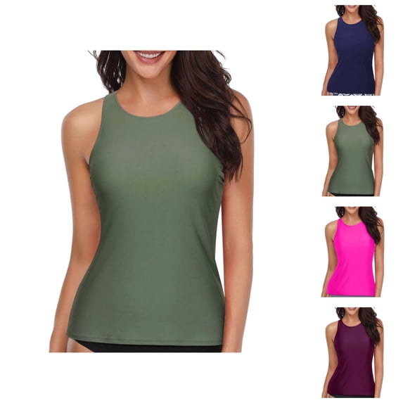 High Neck Tankini Top for Women Athletic Bathing Suit Top Tank Top Style Swimsuit Top Performance Swimwear Top