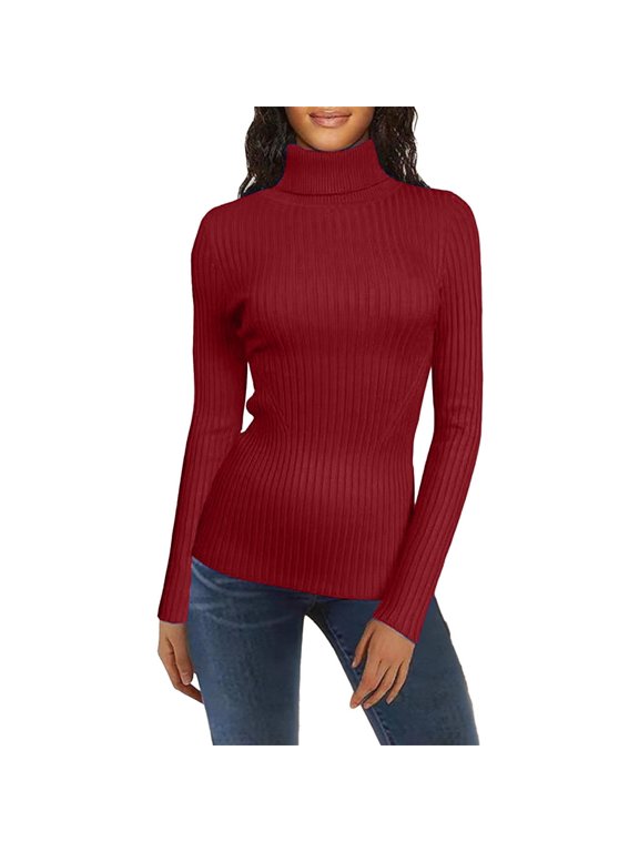 High Neck Top,long Sleeve Tops for Women Basic Shirts Cute Tops Solid Color Cozy Tops Teacher Outfits Chic Tops for Women Fitted Shirt Women Workout Tops for Women,Wine,XS