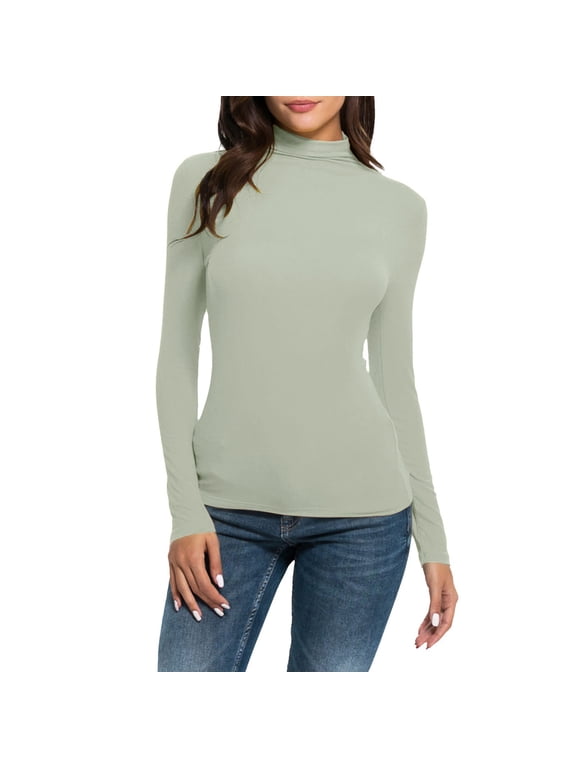 High Neck Top,long Sleeve Tops for Women Workout Tops for Women Business Casual Tops for Women Cute Tops Dressy Top Lightweight Sweatshirts Fall Outfits for Women Modest Tops,Khaki,2XL