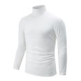 thumbnail image 1 of High Neck Tops for Men Slim Fitted Soft Pullover Fleece Casual Base Sweater Solid Long Sleeve Turtleneck Shirts (2XL, White), 1 of 5