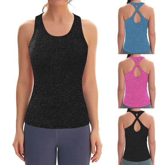 High Neck Workout Tank Tops for Women Sleeveless Cropped Tank Tops Crewneck Undershirt Yoga Running Shirts for Women Lightweight Gym Clothes (Black,XXL)