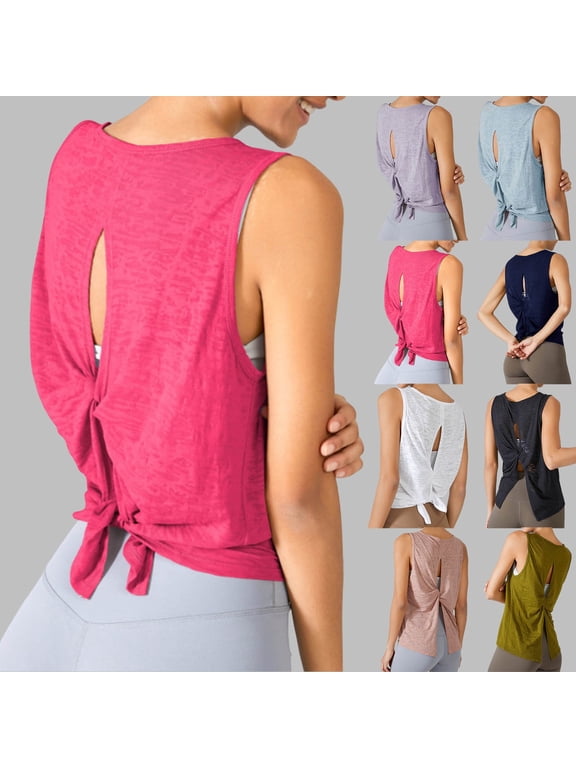 High Neck Workout Tank Tops for Women Sleeveless Summer Athletic Tank Tops Scoop Neck Basic Undershirt Yoga Running Shirts for Women Stretch Racerback Breathable Tee (Red,L)