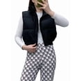thumbnail image 1 of High Neck Zipper Cropped Puffer Vest Jacket Coat Black S, 1 of 8