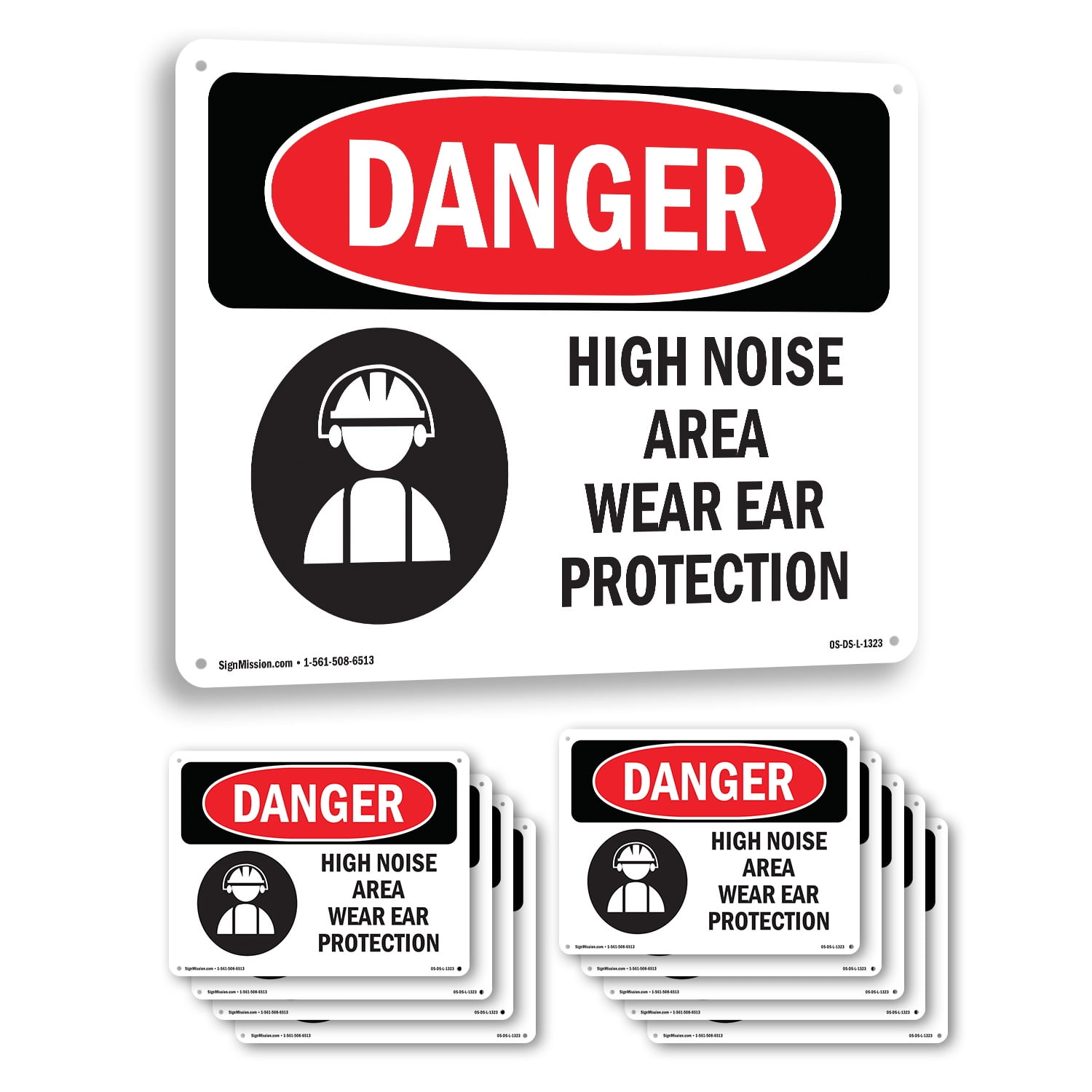 OSHA 'High Noise Area Wear Ear Protection' Danger Sign - 24x30 Inch, Rust-Free Aluminum