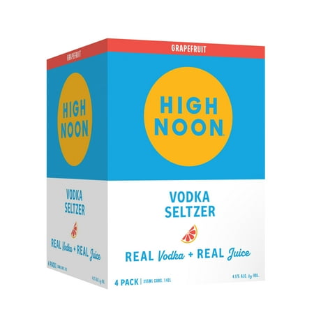 High Noon Grapefruit Vodka Hard Seltzer, 4 Pack, 12 fl oz Cans, 4.5% ABV