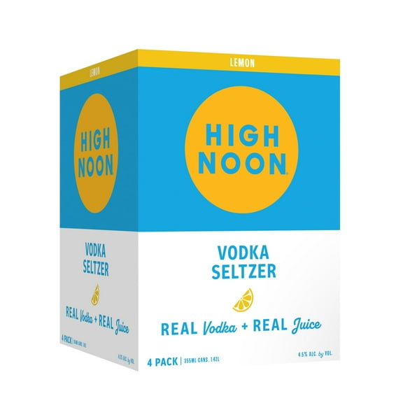 High Noon Lemon Vodka Hard Seltzer, 4 Pack, 12 fl oz Cans, 4.5% ABV