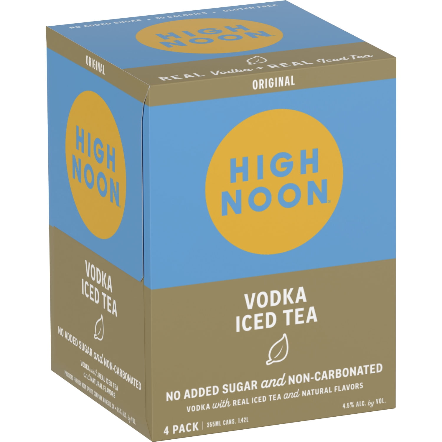 High Noon Original Vodka Iced Tea, 4 Pack, 12 fl oz Cans, 4.5% ABV