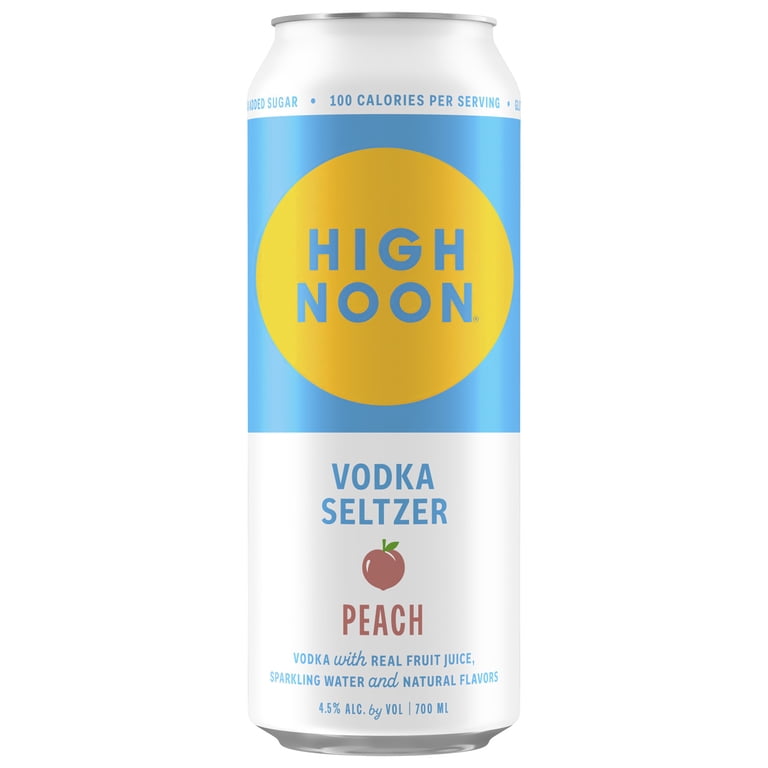 High Noon Peach Vodka Hard Seltzer, 23.67 fl oz Can, 4.5% ABV
