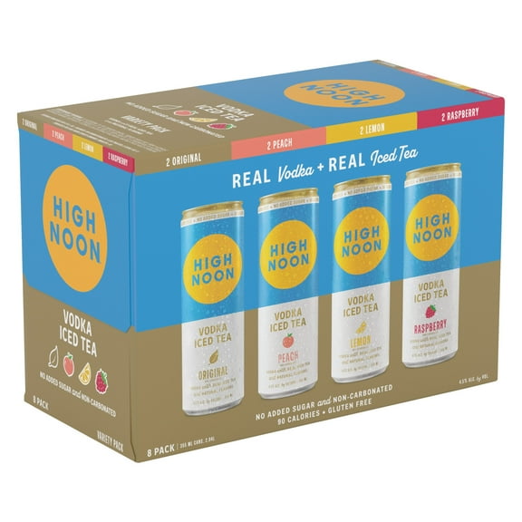 High Noon Vodka Iced Tea, Variety Pack, 8 Pack, 12 fl oz Cans, 4.5% ABV