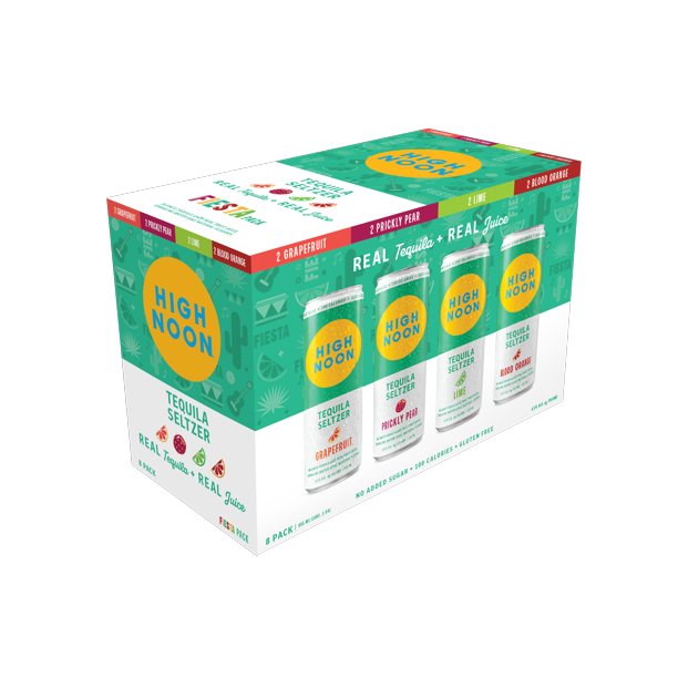 High Noon Tequila Hard Seltzers, Fiesta Variety Pack, 8 Pack, 12 fl oz