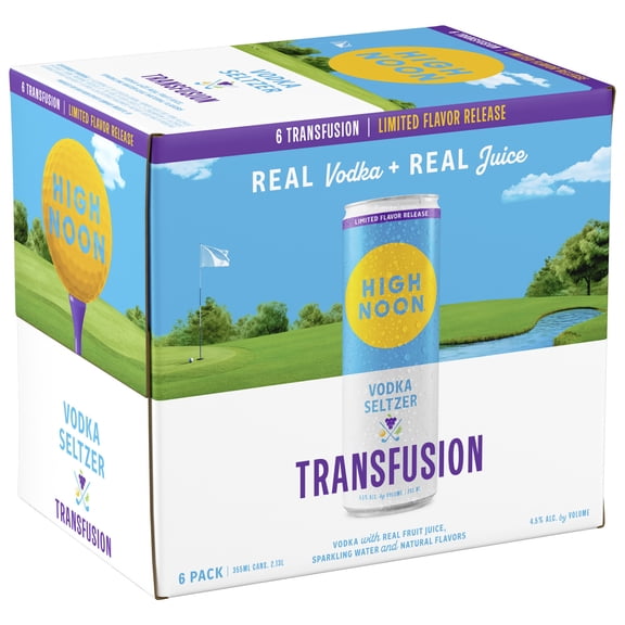 High Noon Vodka Seltzer Grape Transfusion, 6 pack, 12 fl oz Cans, 4.5% ABV