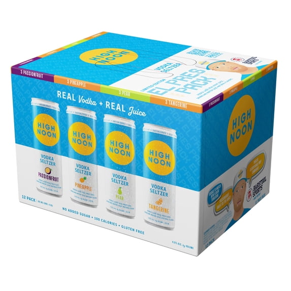High Noon Vodka Hard Seltzer, El Pres Variety Pack, 12 Pack, 12 fl oz Cans, 4.5% ABV