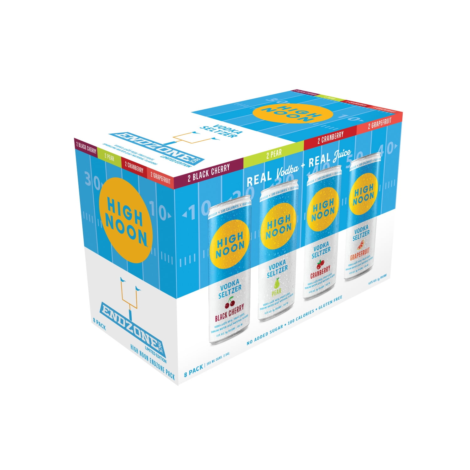 High Noon Vodka Hard Seltzer, Endzone Variety Pack, 8 Pack, 12 fl