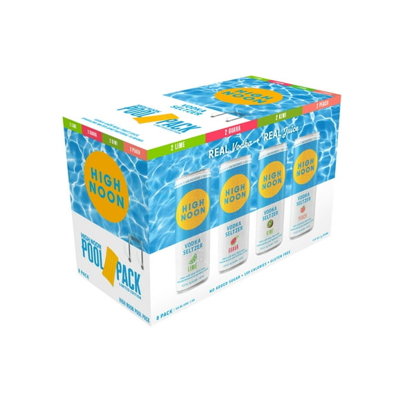 High Noon Vodka Hard Seltzer, Pool Variety Pack, 8 Pack, 12 fl oz Cans, 4.5% ABV