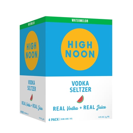 High Noon Watermelon Vodka Hard Seltzer, 4 Pack, 12 fl oz Cans, 4.5% ABV