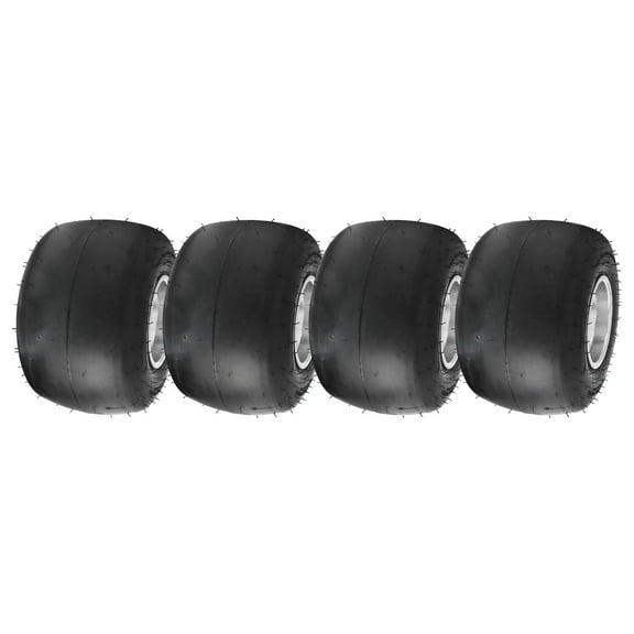 High Performace Go Kart Tire and Rim, 11x7.10-5 Go Kart Rear Wheel and Tire Fit Bolt Pattern 48mm w/ 3 Holes for Go Kart, Drift Trike, Buggy and Racing Cart, Slip Tread, Aluminum Alloy Rim (4)