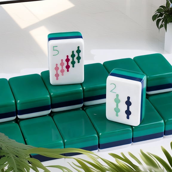 High-Performance 4-Layer Green Acrylic American Mahjong Set. Professional 166 Deep-Etched Mini Tiles, Lightweight Travel Kit for Competitive Gaming