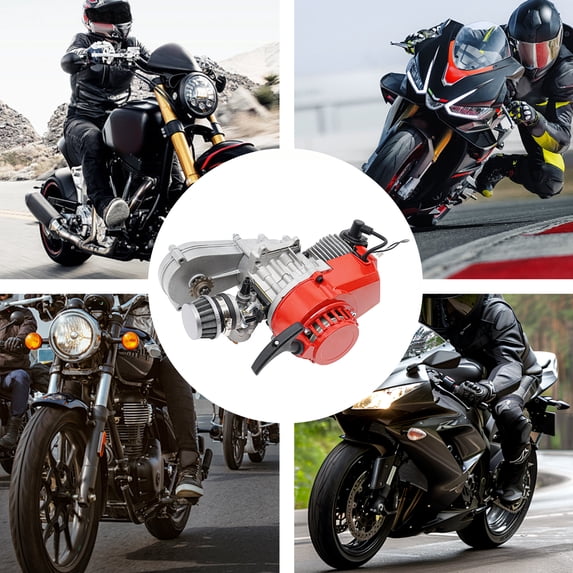 High Performance 49CC 2-Stroke Air-Cooled Engine with Electronic Ignition, Pull Rope Start, CVT Gearbox for Mini Dirt Bike, ATV, Scooter