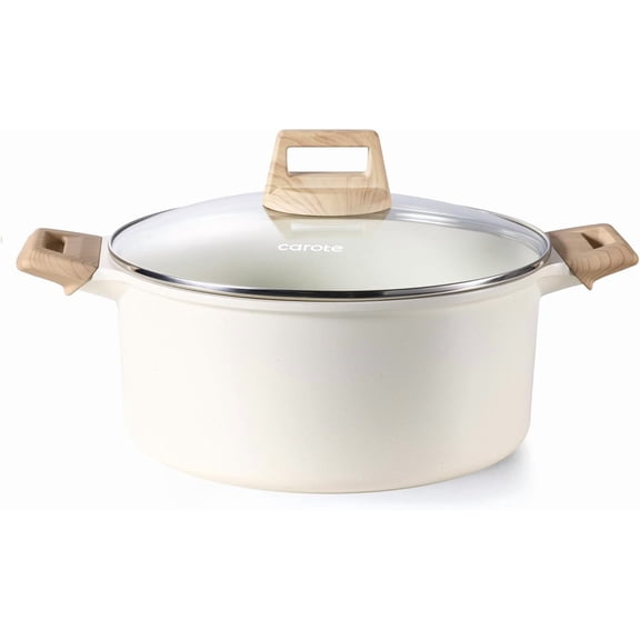 High-Performance 6 Quart Nonstick White Granite Stock Pot with Lid Cookware