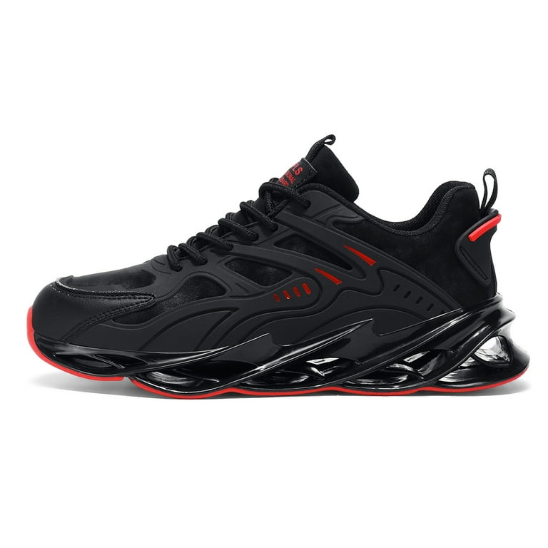 High Performance Black Red Blade Sole Athletic Shoes Cushioned