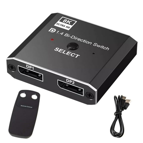 High-Performance DP 1.4 Switcher 8K@30Hz, 4K@120Hz, 1080P@240Hz, Bi-Directional Switching for Multi-Display Flexibility