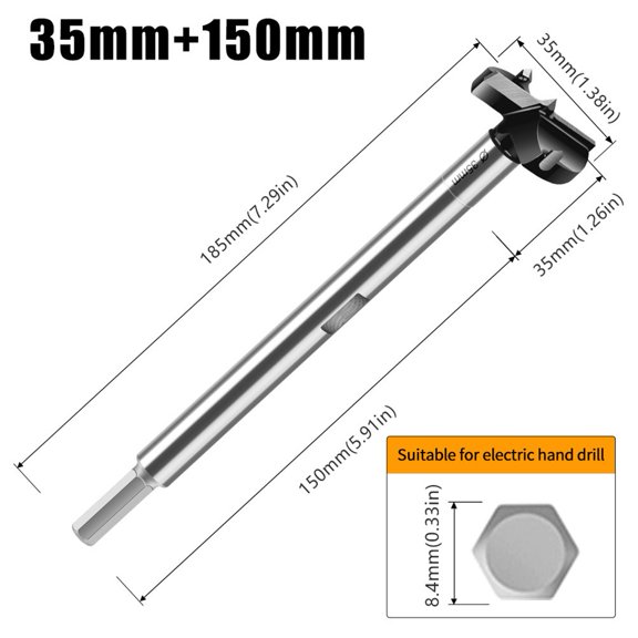 High Performance Drill Accessory Auger Hinge Boring Bit 150Mm Length 150Mm Extended Drill Heat Resistant Coating