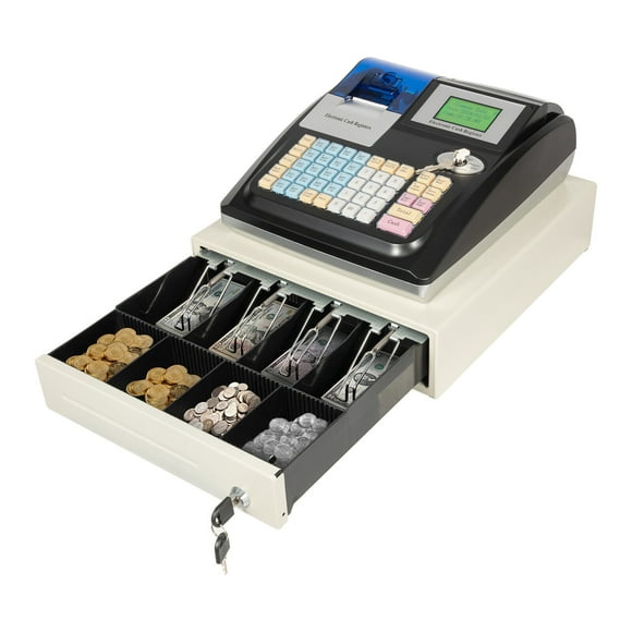 High-Performance Electronic Cash Register with Dual Screens, Secure Lock, and Automatic Cash Drawer  Ideal for Retail and Hospitality