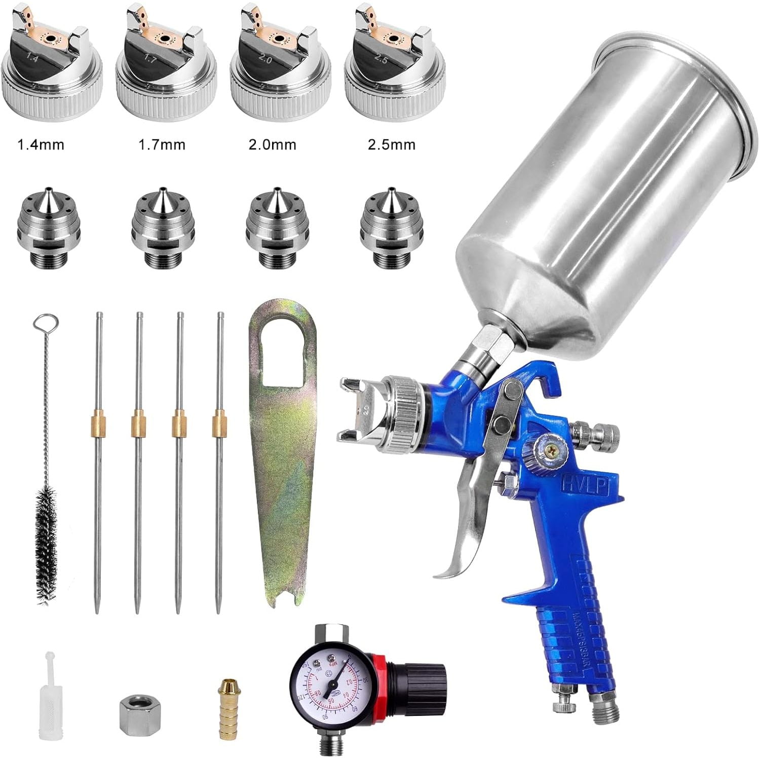 High-Performance HVLP Spray Gun with 1.4mm 1.7mm 2.0mm 2.5mm Tips ...