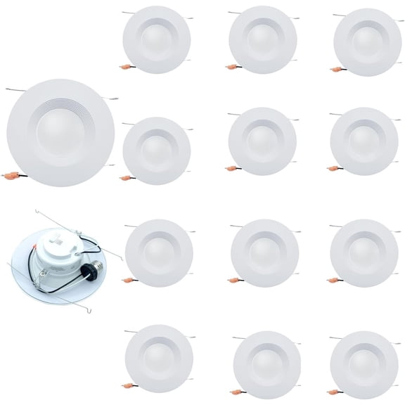 High Performance LED Light, A7/5 CCT Dimmable, Baffle Design, 5/6" Downlight, 14 Watt, 1200 Lumens, 5 Color Temperature Adjusment, Easy to Install, ES Qualified, UL Listed (12)