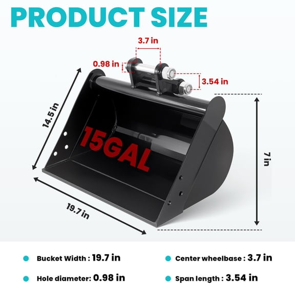 High-Performance Mini Excavator Flat Bucket, Flat Tooth Backhoe Bucket with Large Capacity, Small Excavator Bucket with Wear-Resistant Design for Site Leveling