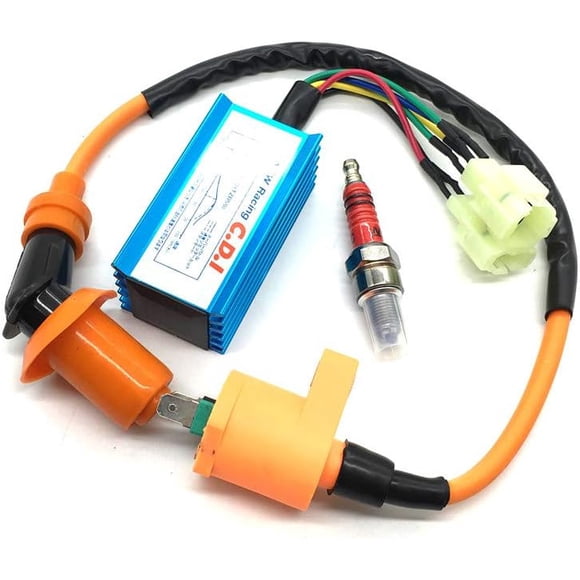 High Performance Motorcycle Racing 6pin CDI Ignition Coil Spark Plug Set Fit for Gy6 150cc 125cc 50cc 4-stroke Engines Scooter ATV Go Kart Moped Quad Pit Dirt Bike Cart