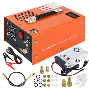 High-Performance Portable PCP Air Compressor 4500PSI/30Mpa Oil-Free Fast Fill, Manual-Stop, Dual Power 12V DC & 110V AC, Built-in Fan Orange, US Standard