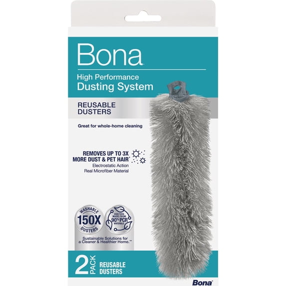 Bona High Performance Microfiber Duster Refill - Electrostatic - 2 Count Reusable