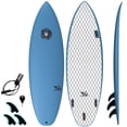 thumbnail image 1 of Performance Soft Top Short Foam Surfboard - Includes Leash + Fins in Lt Blue, 1 of 12