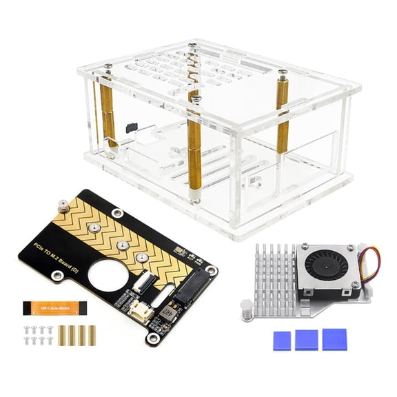 High Performances M.2 NVMe SSD Enclosure Housing Case for RPi 5 with/without Expansion Board or Heatsink