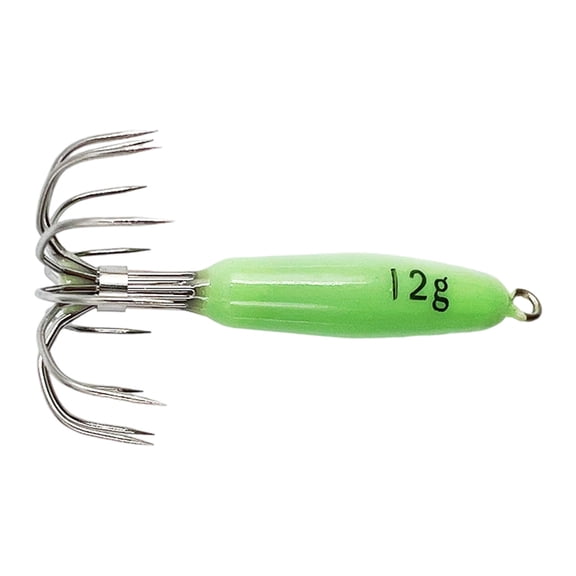 High Performances Squid Fishing Hook 12 Point Glowing Coating Reinforced Metal Connection Rings