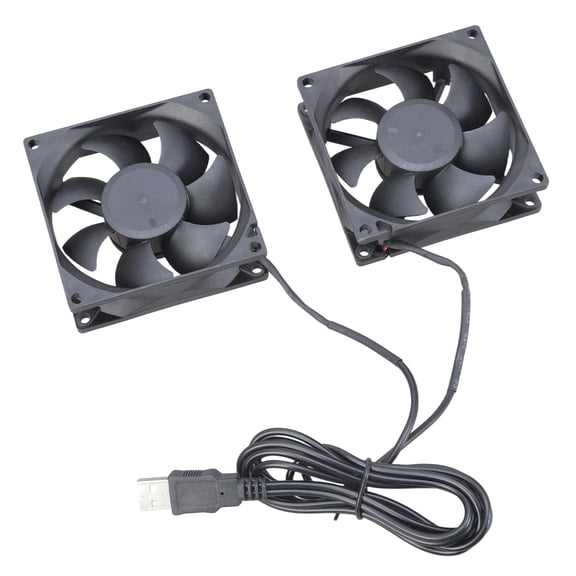 USB 5V Double Cooling Fan 8x8cm Quiet Bearing 2300RPM 32CFM for Computer Case and Electronics