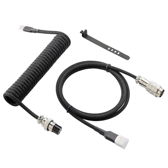 High Performances USB Coiled Cable for Gaming Keyboards Metal Aviation Plugs Mechanical Keyboards Cable 180cm/70.87inch