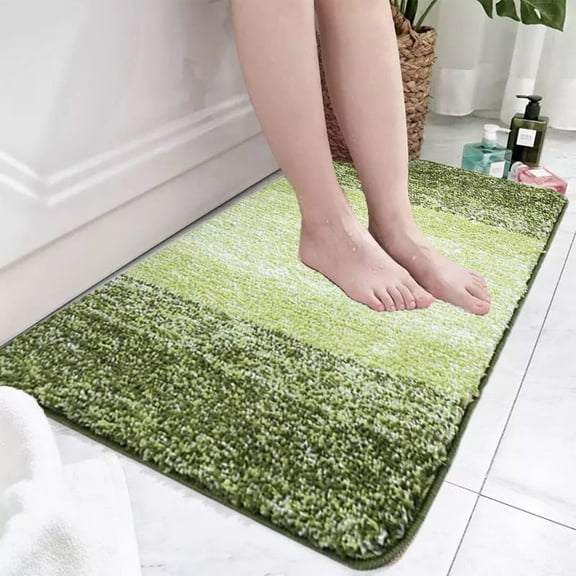 High Pile Absorbent Bath Mat | Non-Slip Rubber Backing | Machine Washable Bathroom Rug | 15x23 Inch Gray Green Red Khaki | Ultra Soft Microfiber for Bath Tub Shower Living Room Bedroom