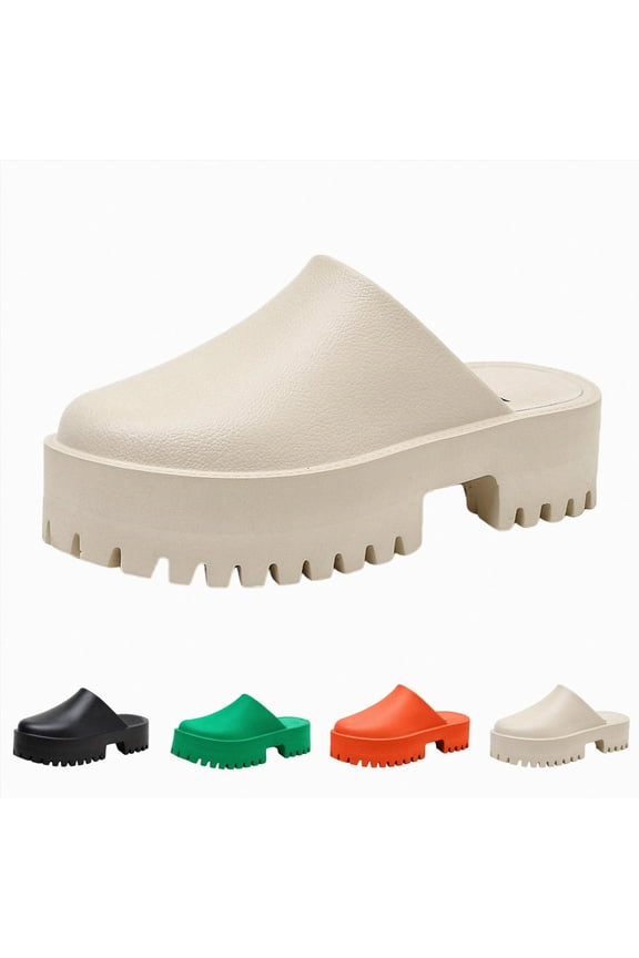 High Platform Mules Sneakers for Women Chef Backless Men Shoes Chunky Slides Slip on Sandals Fashionable Trendy Casual Summer Beach Clogs White Size 7