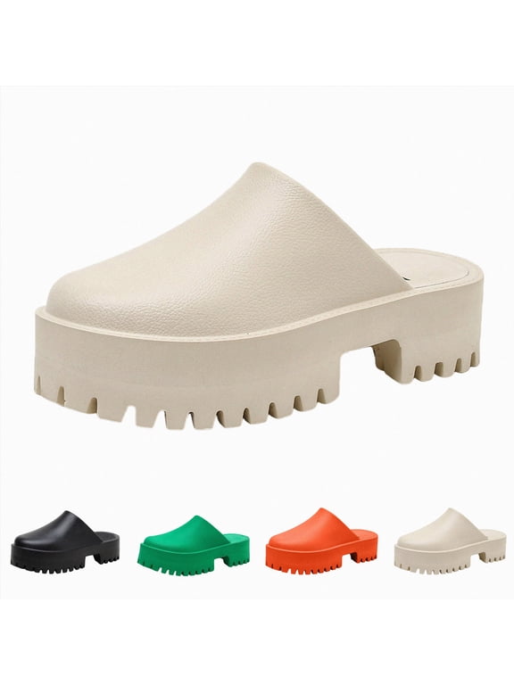 High Platform Mules Sneakers for Women Chef Backless Men Shoes Chunky Slides Slip on Sandals Fashionable Trendy Casual Summer Beach Clogs White Size 9.5