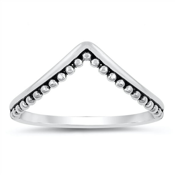 High Point Chevron Bali Bead Stacking Ring .925 Sterling Silver Band Jewelry Female Male Size 10