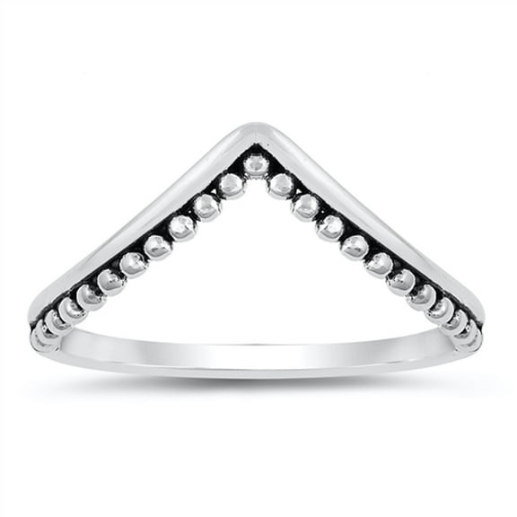High Point Chevron Bali Bead Stacking Ring .925 Sterling Silver Band Jewelry Female Male Size 9
